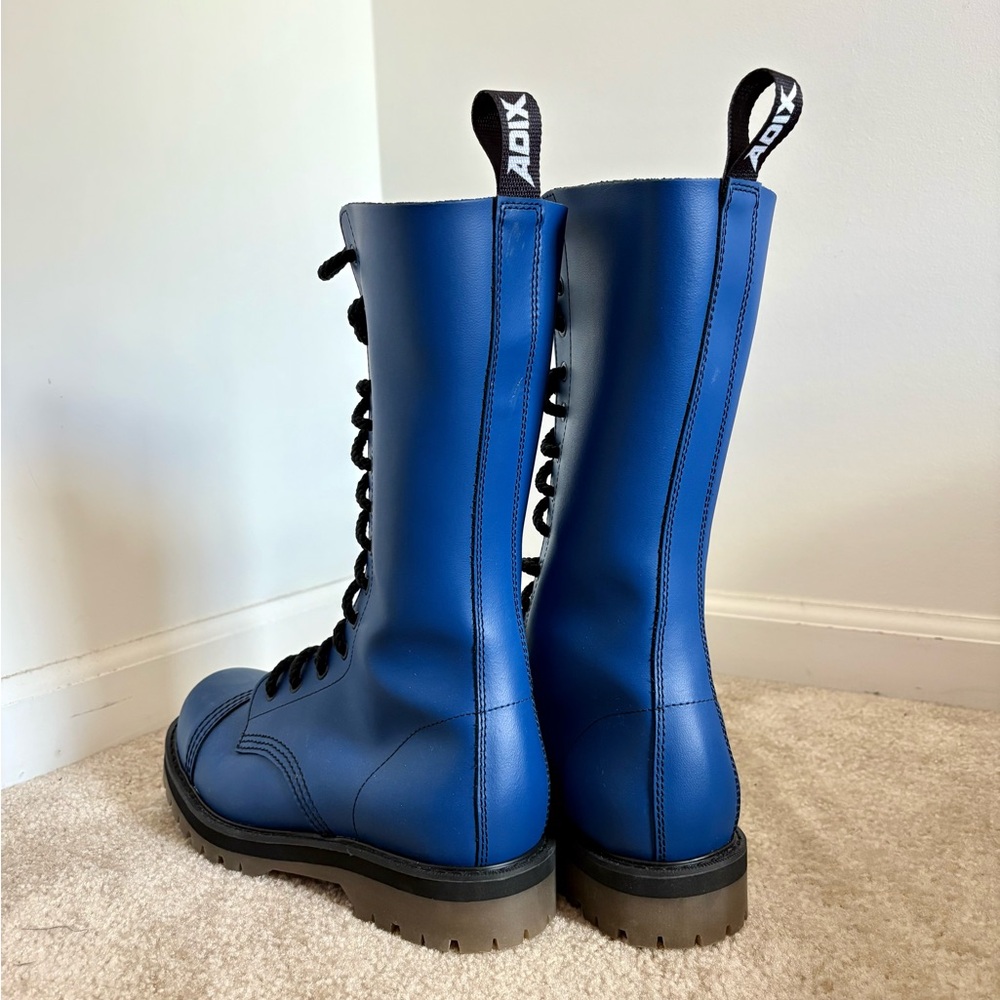 ADIX Combat Boots - Real Leather - Blue Knee High Lace-Up